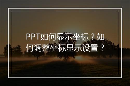 PPT如何显示坐标？如何调整坐标显示设置？