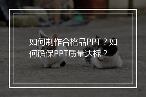 如何制作合格品PPT？如何确保PPT质量达标？