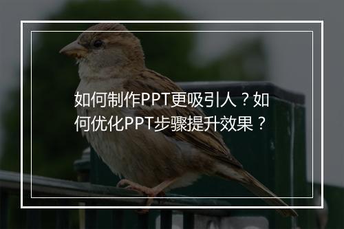 如何制作PPT更吸引人？如何优化PPT步骤提升效果？