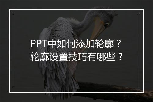 PPT中如何添加轮廓？轮廓设置技巧有哪些？