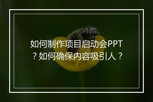 如何制作项目启动会PPT？如何确保内容吸引人？