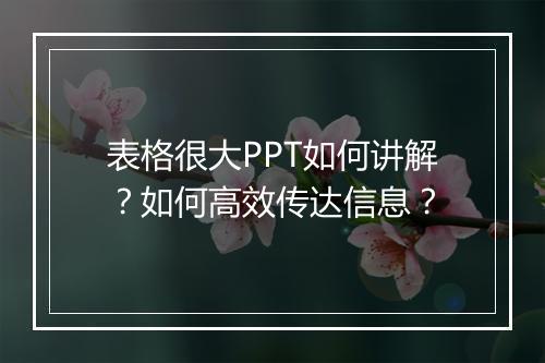 表格很大PPT如何讲解？如何高效传达信息？