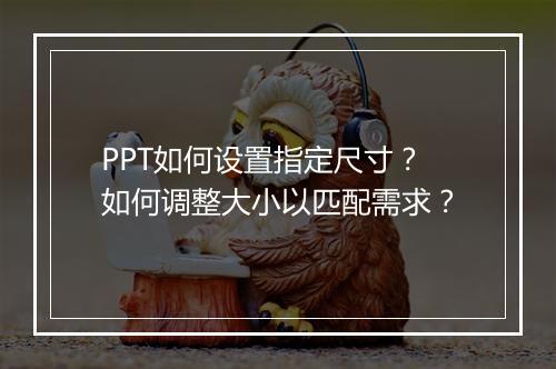 PPT如何设置指定尺寸?如何调整大小以匹配需求?