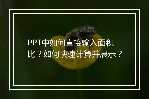 PPT中如何直接输入面积比？如何快速计算并展示？