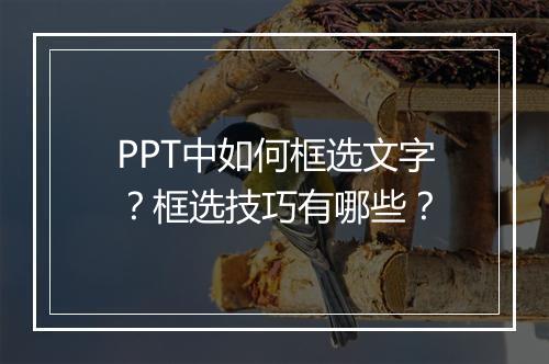 PPT中如何框选文字？框选技巧有哪些？