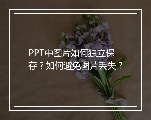 PPT中图片如何独立保存？如何避免图片丢失？