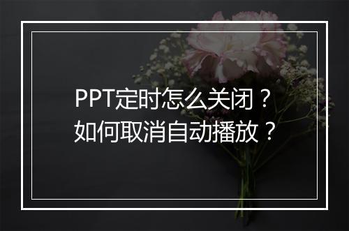 PPT定时怎么关闭？如何取消自动播放？