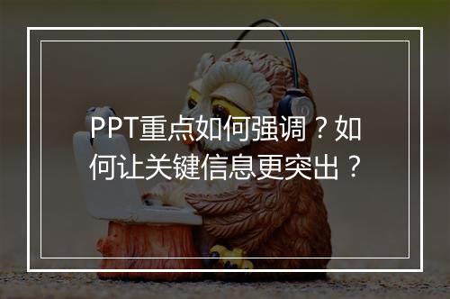 PPT重点如何强调？如何让关键信息更突出？