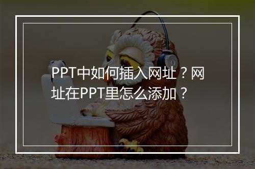 PPT中如何插入网址？网址在PPT里怎么添加？