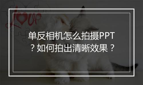 单反相机怎么拍摄PPT？如何拍出清晰效果？
