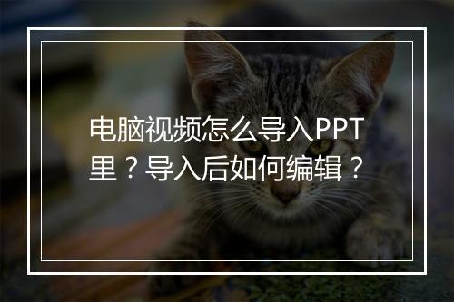 电脑视频怎么导入PPT里？导入后如何编辑？