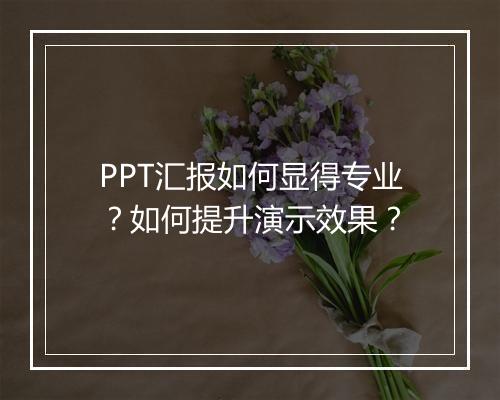 PPT汇报如何显得专业？如何提升演示效果？