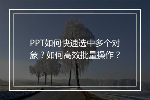 PPT如何快速选中多个对象？如何高效批量操作？
