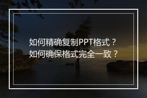如何精确复制PPT格式？如何确保格式完全一致？