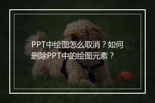 PPT中绘图怎么取消？如何删除PPT中的绘图元素？