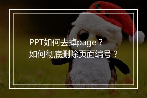 PPT如何去掉page？如何彻底删除页面编号？