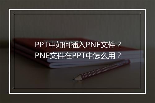 PPT中如何插入PNE文件？PNE文件在PPT中怎么用？