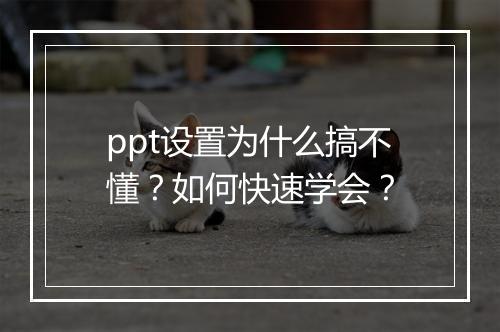 ppt设置为什么搞不懂？如何快速学会？