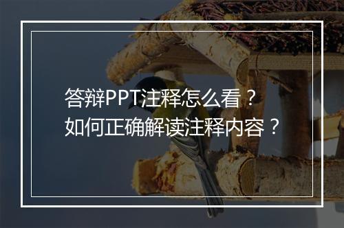 答辩PPT注释怎么看？如何正确解读注释内容？