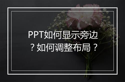 PPT如何显示旁边？如何调整布局？