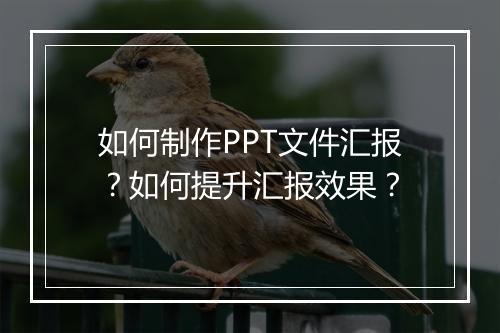 如何制作PPT文件汇报？如何提升汇报效果？