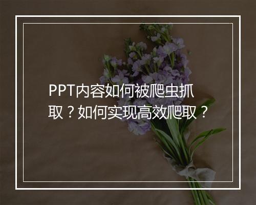 PPT内容如何被爬虫抓取？如何实现高效爬取？