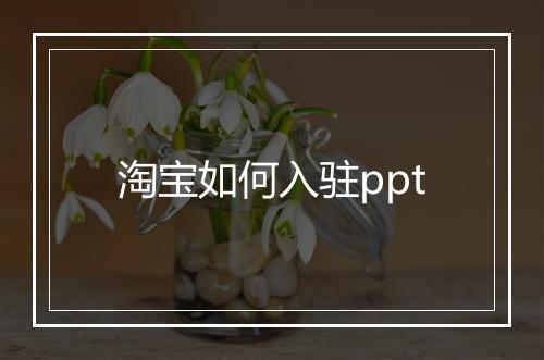 淘宝如何入驻ppt