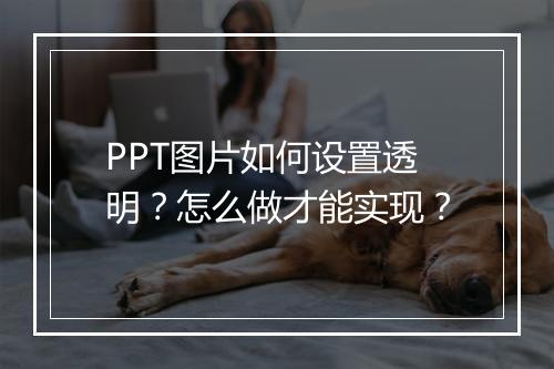 PPT图片如何设置透明？怎么做才能实现？