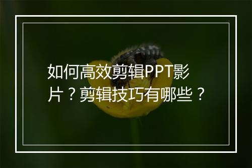 如何高效剪辑PPT影片?剪辑技巧有哪些?
