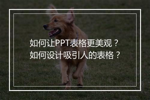 如何让PPT表格更美观？如何设计吸引人的表格？