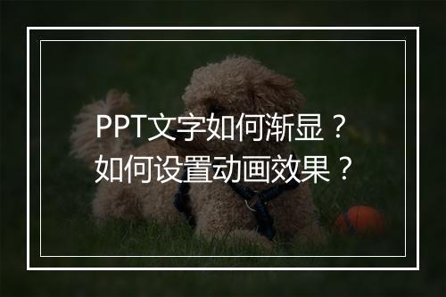 PPT文字如何渐显？如何设置动画效果？