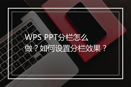 WPS PPT分栏怎么做？如何设置分栏效果？