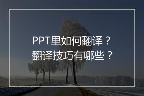 PPT里如何翻译？翻译技巧有哪些？